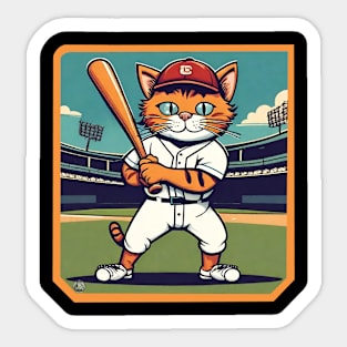 Cat baseball player Sticker